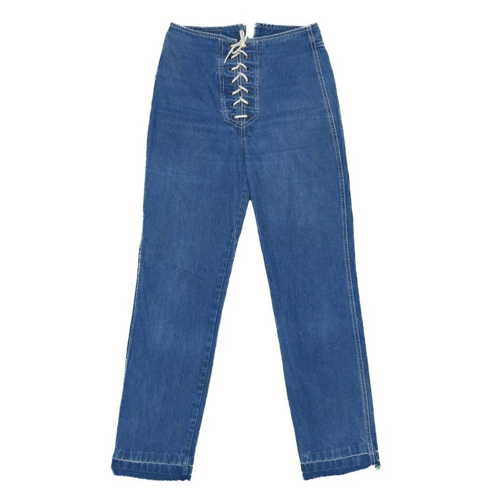 1970s Vintage Rag City Blues Lace Up Hippie Jeans